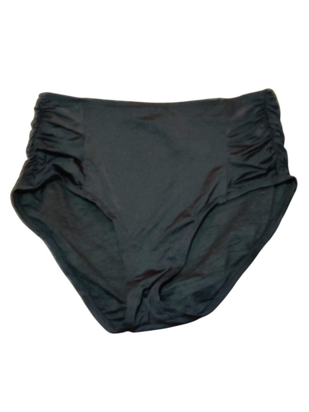 Kona Sol Swim Bottom Sz S Black Ruched Side Full Coverage Bikini Retro Beachwear